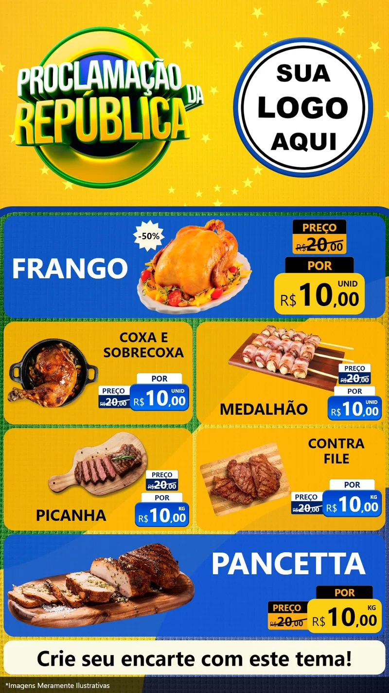 Modelo de TV para TV Vertical com o tema Proclamação da República para Assados