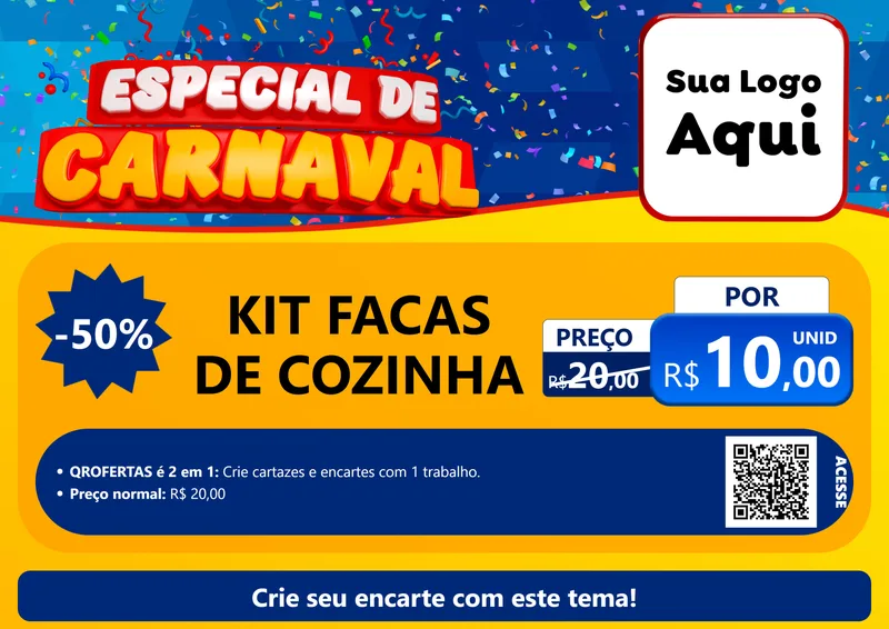 Modelo de Cartaz para Cartaz A4 Horizontal com o tema Especial de Carnaval para Utilidades Domésticas