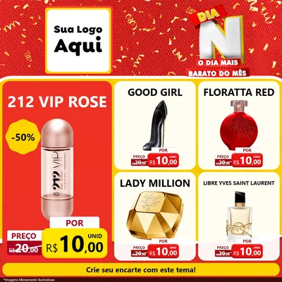 Modelo de Rede Social para Feed Facebook com o tema Dia N o Dia Mais Barato do Mês para Perfumes