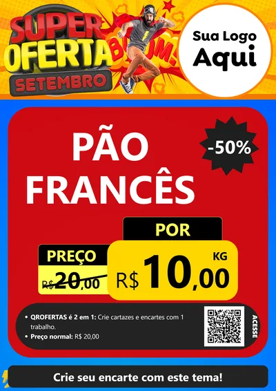 Modelo de Cartaz para Cartaz A4 Vertical com o tema Super Oferta Setembro para Padaria
