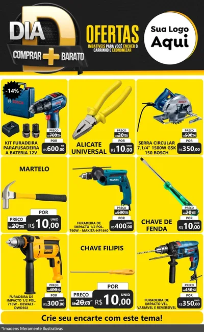 Modelo de Encarte para Encarte Grande com o tema Dia D Mais Economia para Maquinas e Ferramentas