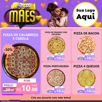 Modelo de Rede Social para Feed Facebook com o tema Dia das Mães para Pizzaria