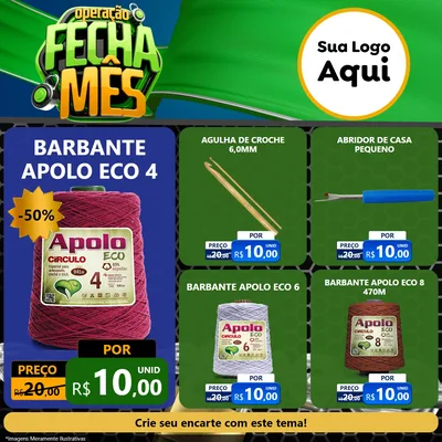 Modelo de Rede Social para Feed Facebook com o tema Operação Fecha Mês para Armarinho e Aviamentos