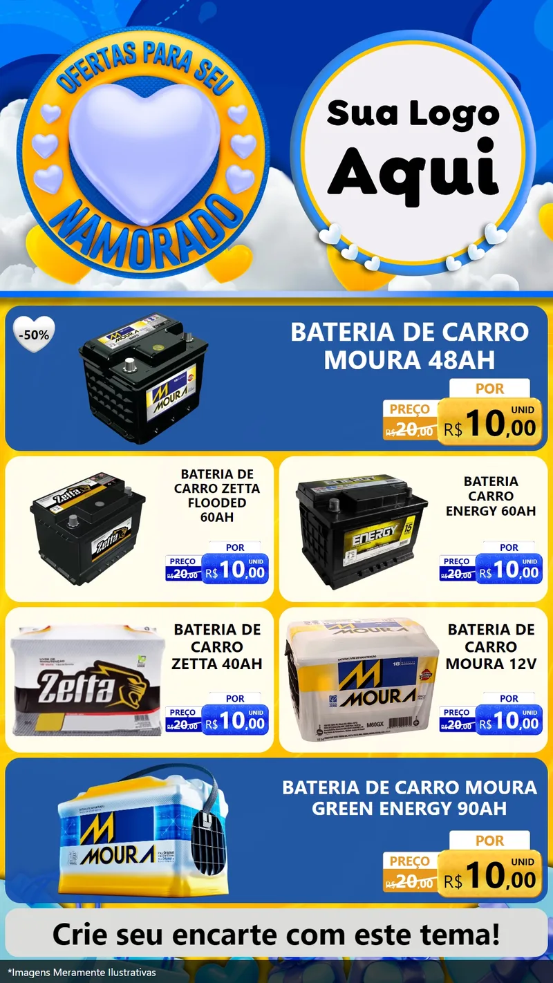 Modelo de TV para TV Vertical com o tema Ofertas Para Seu Namorado para Baterias Elétricas