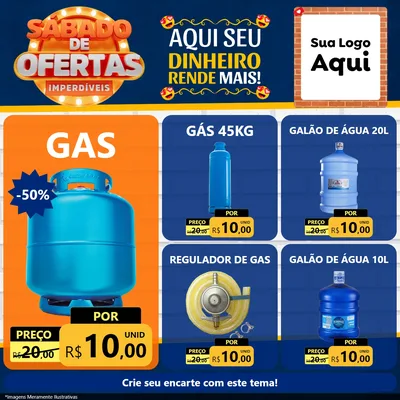 Modelo de Rede Social para Feed Facebook com o tema Sábado de Ofertas Imperdíveis para Água e gás