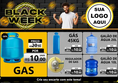 Modelo de Encarte para Encarte A4 Horizontal com o tema Black Week para Água e gás