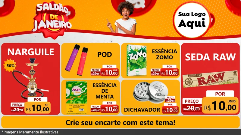 Modelo de TV para TV Horizontal com o tema Saldão de Janeiro para Tabacaria