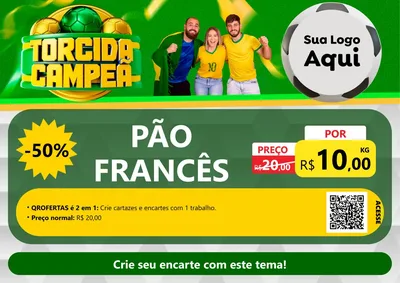 Modelo de Cartaz para Cartaz A4 Horizontal com o tema Torcida Campeã - Copa para Padaria