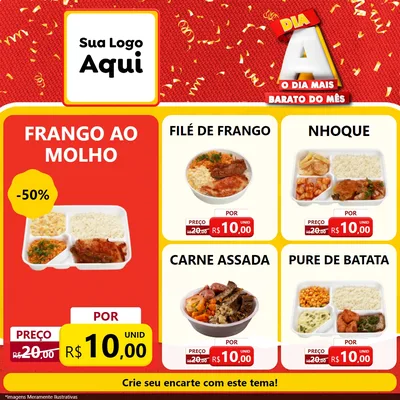 Modelo de Rede Social para Feed Facebook com o tema Dia A o Dia Mais Barato do Mês para Restaurante