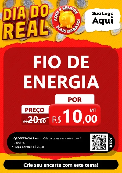 Modelo de Cartaz para Cartaz A4 Vertical com o tema Dia Do Real para Materiais Elétricos