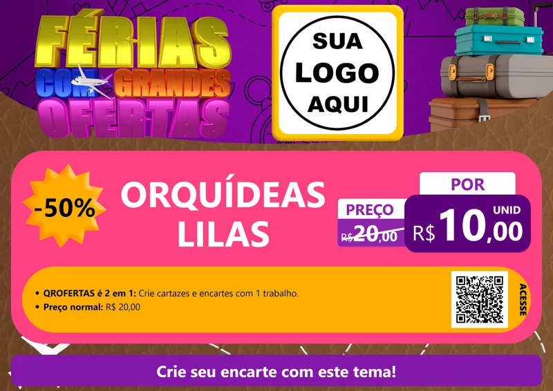 Modelo de Cartaz para Cartaz A4 Horizontal com o tema Férias com Grandes Ofertas para Floricultura e jardim