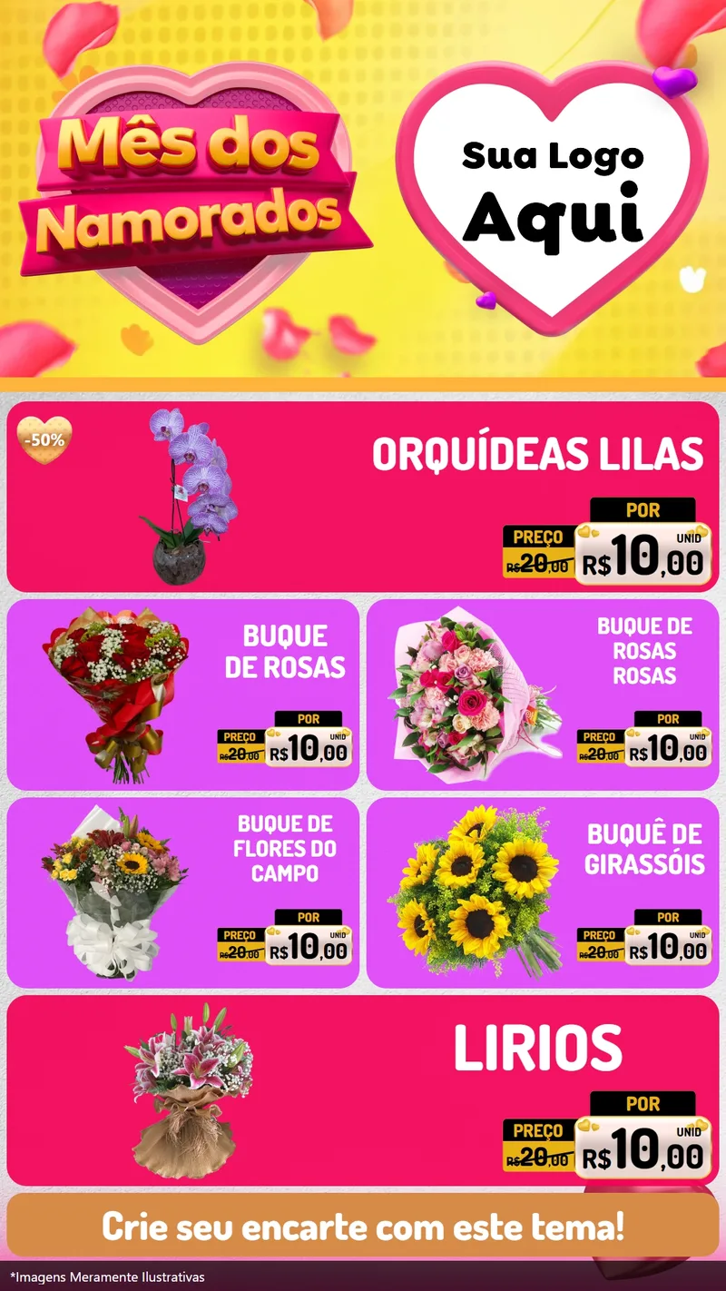 Modelo de TV para TV Vertical com o tema Mês dos Namorados para Floricultura e jardim