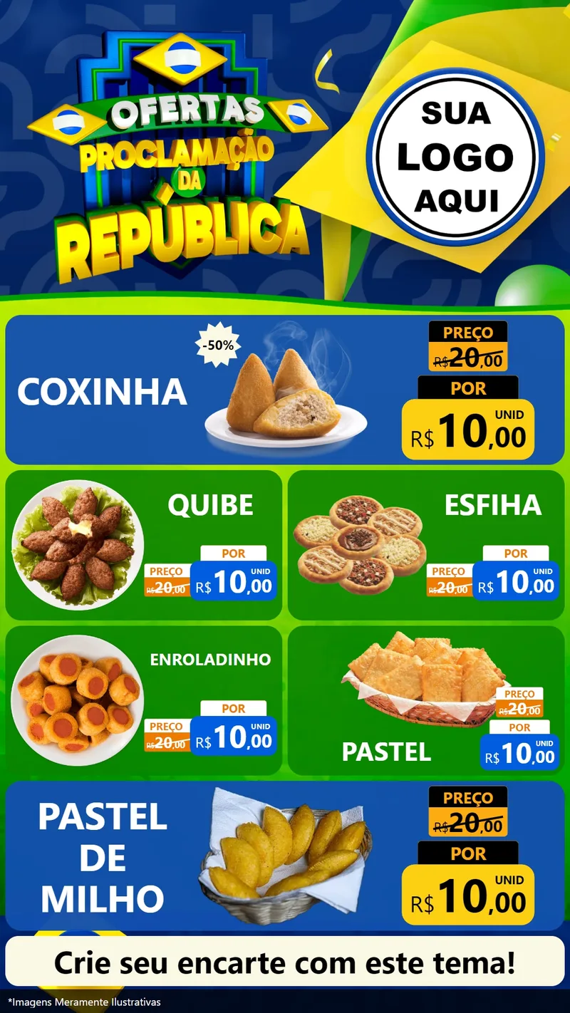 Modelo de TV para TV Vertical com o tema Ofertas Proclamação da República para Salgadaria