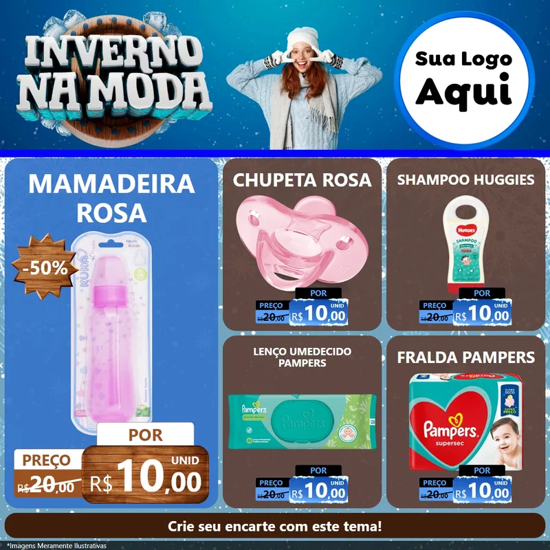 Modelo de Rede Social para Feed Facebook com o tema Inverno na Moda para Bebês