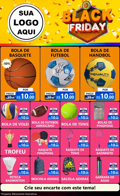 Modelo de Encarte para Encarte Grande com o tema Black Friday para Artigos Esportivos