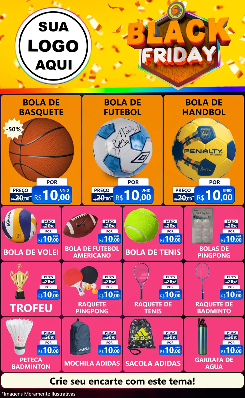 Modelo de Encarte para Encarte Grande com o tema Black Friday para Artigos Esportivos