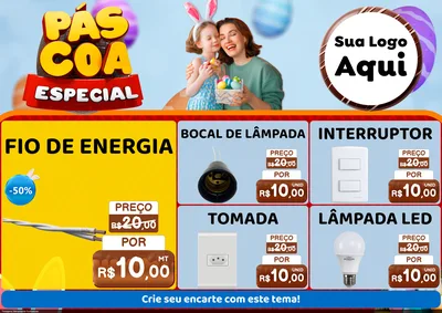 Modelo de Encarte para Encarte A4 Horizontal com o tema Páscoa Especial para Materiais Elétricos