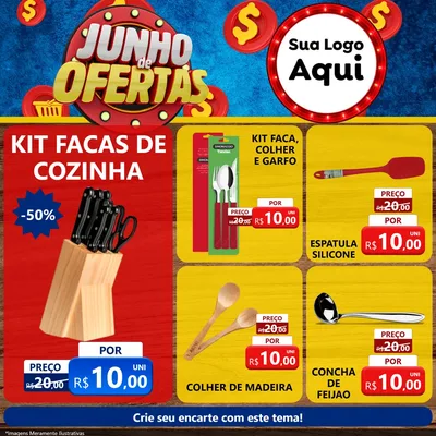 Modelo de Rede Social para Feed Facebook com o tema Junho de Ofertas para Utilidades Domésticas