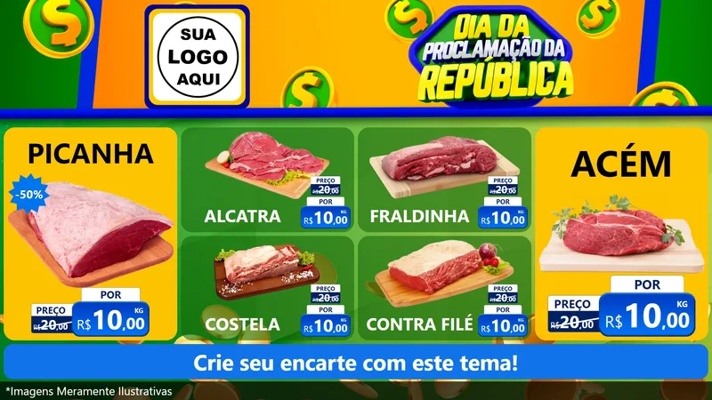 Modelo de TV para TV Horizontal com o tema Dia Da Proclamação da República para Açougue