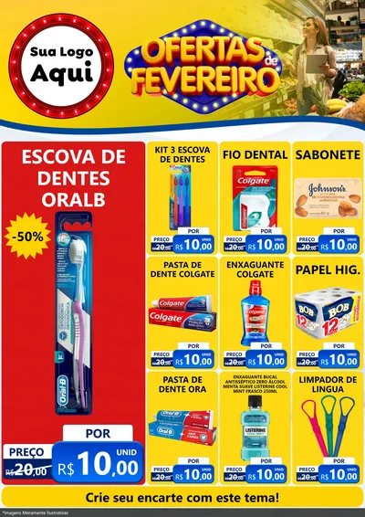 Modelo de Encarte para Encarte A4 Vertical com o tema Ofertas de Fevereiro para Higiene Pessoal
