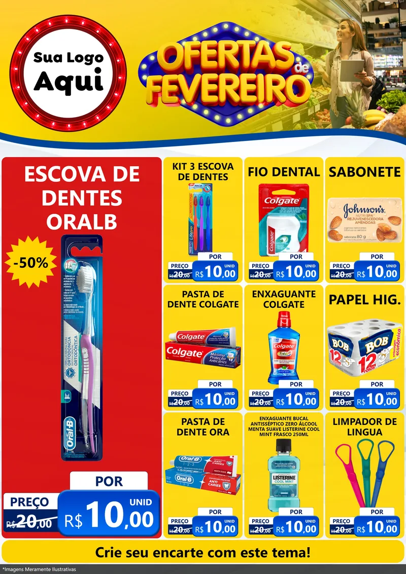 Modelo de Encarte para Encarte A4 Vertical com o tema Ofertas de Fevereiro para Higiene Pessoal
