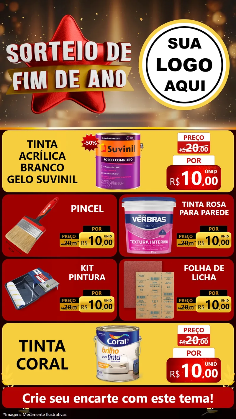 Modelo de TV para TV Vertical com o tema Sorteio de Fim de Ano para Tintas e Ferramentas