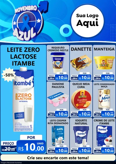 Modelo de Encarte para Encarte A4 Vertical com o tema Novembro Azul para Frios e Laticínios