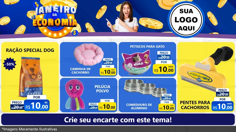 Modelo de TV para TV Horizontal com o tema Janeiro da Economia para Pet Shop