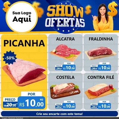 Modelo de Rede Social para Feed Facebook com o tema Show de Ofertas para Açougue