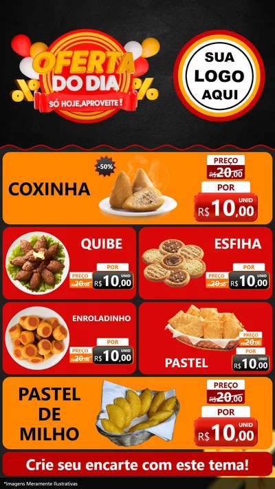 Modelo de TV para TV Vertical com o tema Oferta do Dia - Só hoje, Aproveite! para Salgadaria