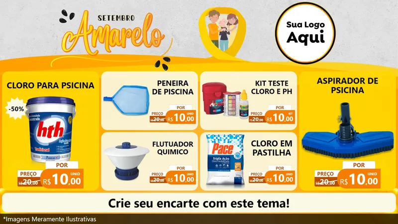 Modelo de TV para TV Horizontal com o tema Setembro Amarelo para Produtos para Piscina