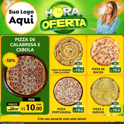 Modelo de Rede Social para Feed Facebook com o tema Hora da Oferta para Pizzaria