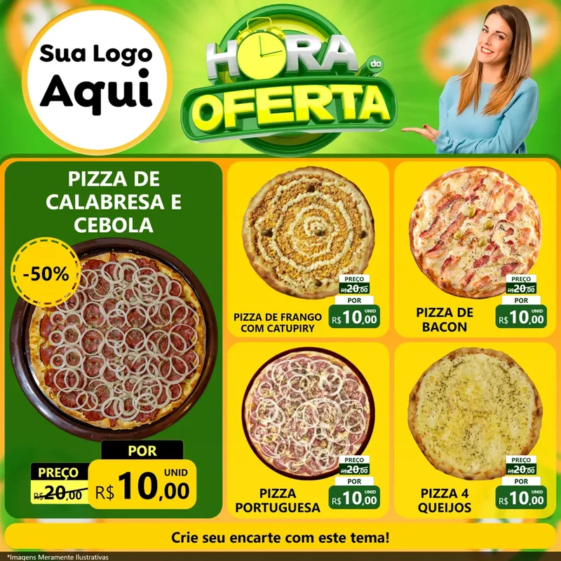 Modelo de Rede Social para Feed Facebook com o tema Hora da Oferta para Pizzaria