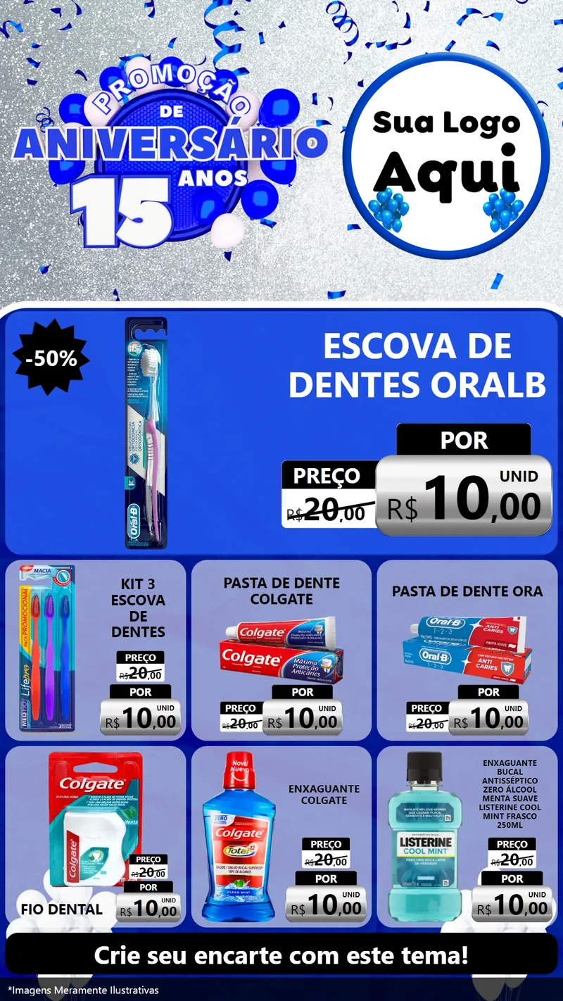 Modelo de Rede Social para Stories com o tema Promoção de Aniversário - 15 Anos para Higiene Pessoal