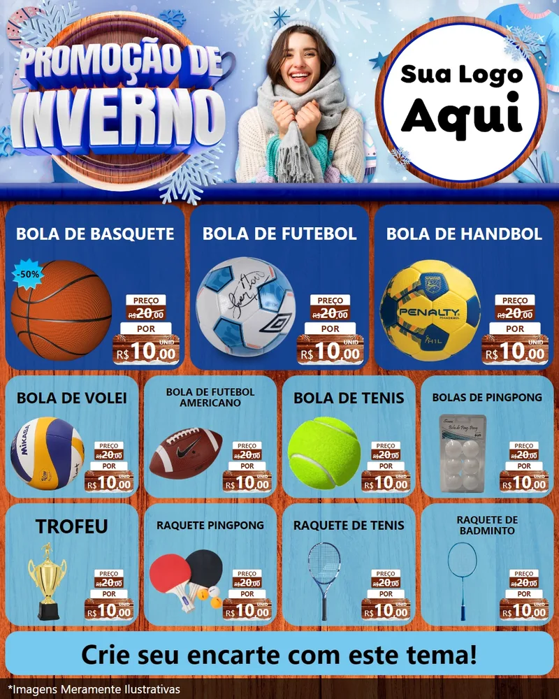 Modelo de Rede Social para Feed Instagram com o tema Promoção de Inverno para Artigos Esportivos