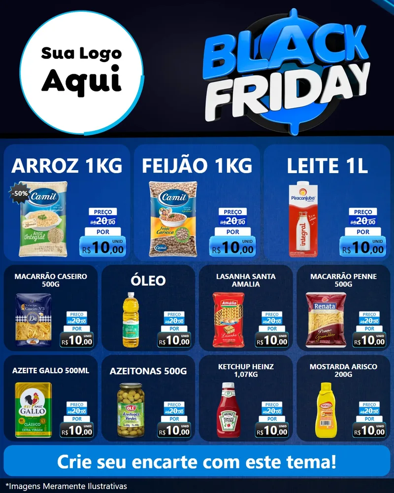 Modelo de Rede Social para Feed Instagram com o tema Black Friday para Supermercado