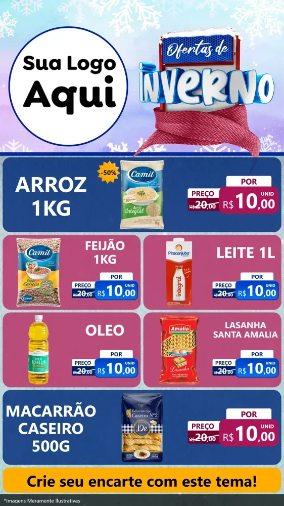Modelo de TV para TV Vertical com o tema Ofertas de Inverno para Supermercado