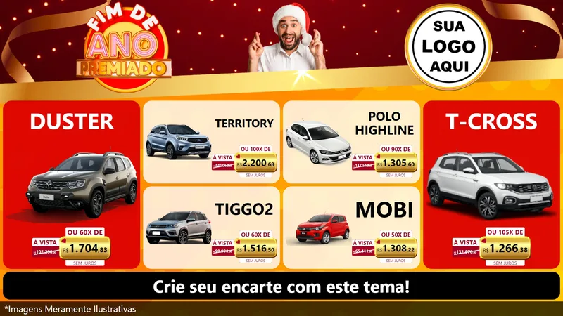 Modelo de TV para TV Horizontal com o tema Fim de Ano Premiado para Concessionaria de Carros