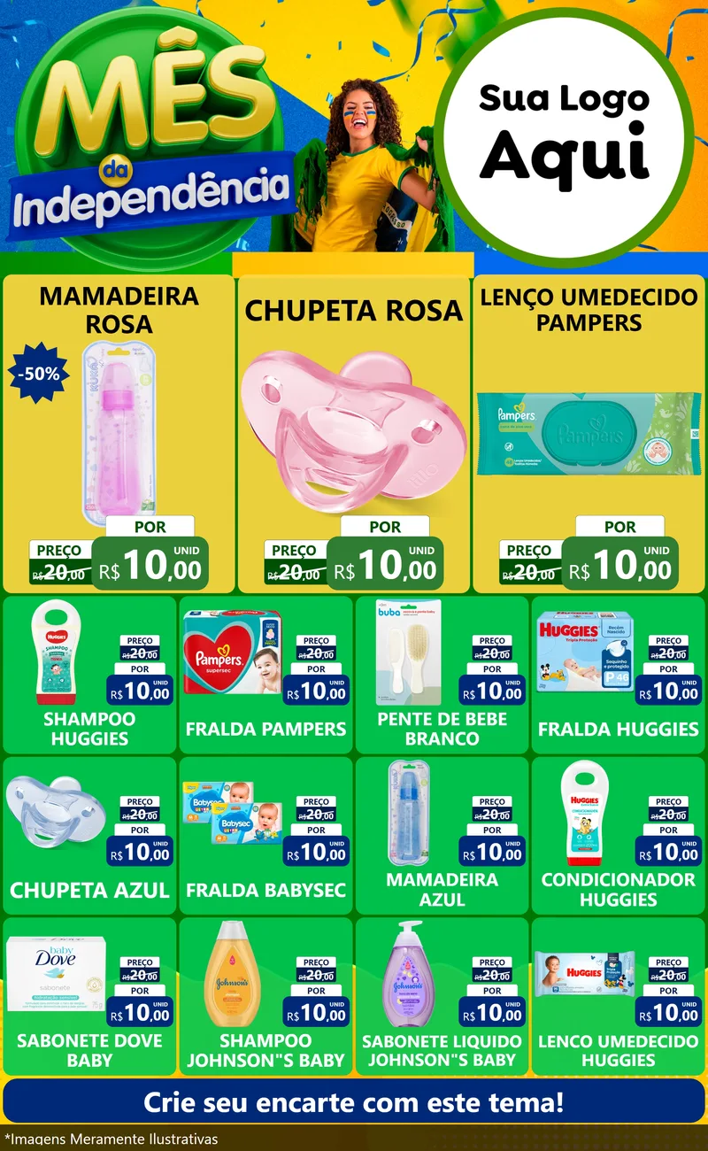 Modelo de Encarte para Encarte Grande com o tema Mês da Independência para Bebês