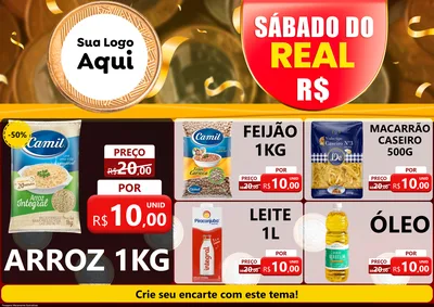 Modelo de Encarte para Encarte A4 Horizontal com o tema Sábado do Real para Supermercado