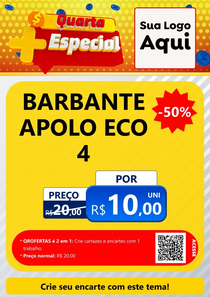 Modelo de Cartaz para Cartaz A4 Vertical com o tema Quarta Mais Especial para Armarinho e Aviamentos