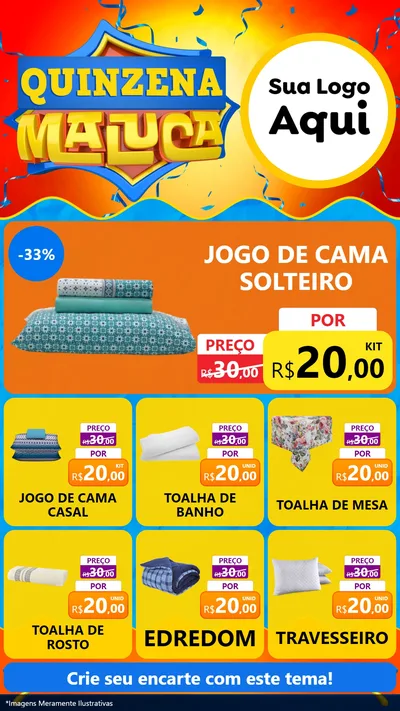 Modelo de Rede Social para Stories com o tema Quinzena Maluca para Cama, Mesa e Banho