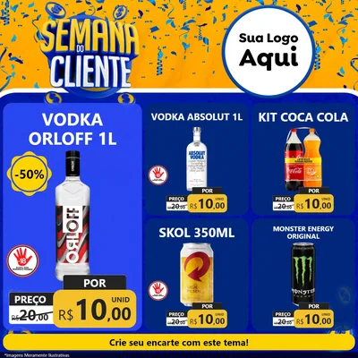 Modelo de Rede Social para Feed Facebook com o tema Semana do Cliente para Distribuidora de bebidas