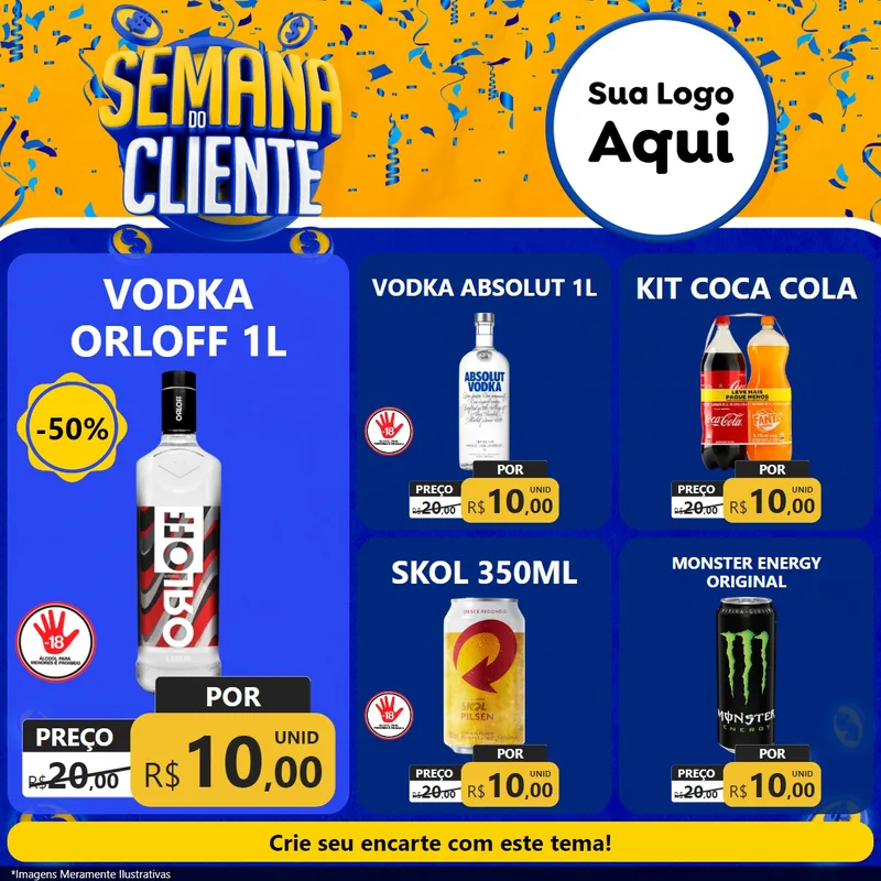Modelo de Rede Social para Feed Facebook com o tema Semana do Cliente para Distribuidora de bebidas