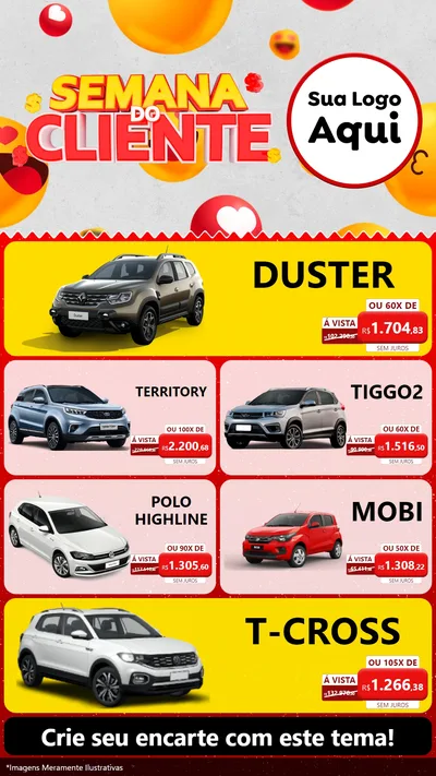 Modelo de TV para TV Vertical com o tema Semana do Cliente para Concessionaria de Carros