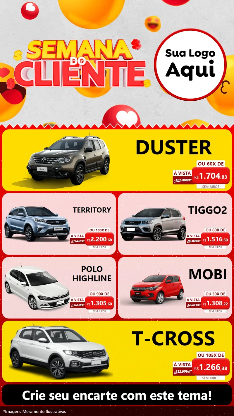 Modelo de TV para TV Vertical com o tema Semana do Cliente para Concessionaria de Carros