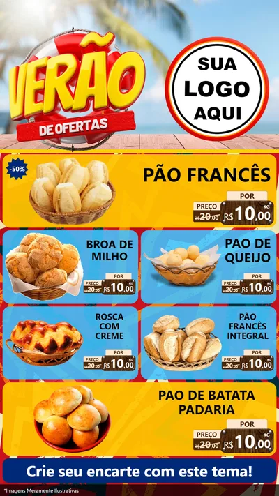 Modelo de TV para TV Vertical com o tema Verão de Ofertas para Padaria