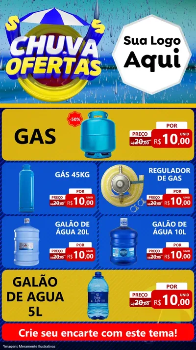 Modelo de TV para TV Vertical com o tema Chuva de Ofertas para Água e gás