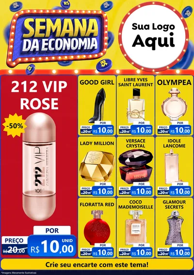 Modelo de Encarte para Encarte A4 Vertical com o tema Semana da Economia para Perfumes