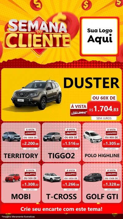 Modelo de Rede Social para Stories com o tema Semana do Cliente para Concessionaria de Carros